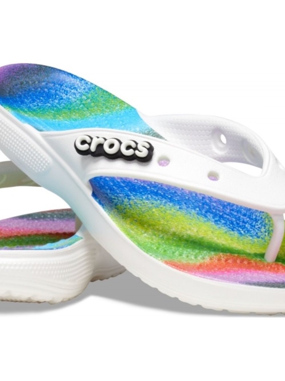 Crocs Classic Spray Dye Flip Sandals White Multi W6 Rainbow 208056-94S NEW